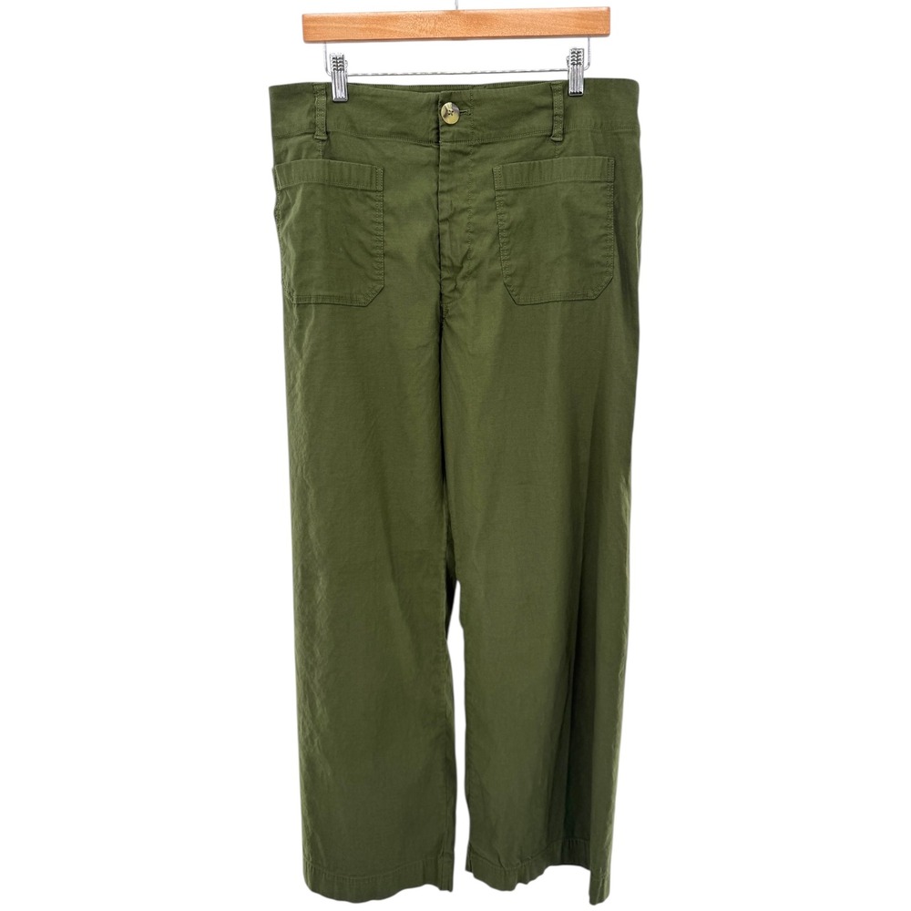Maeve Olive Green Wide-Leg Trousers